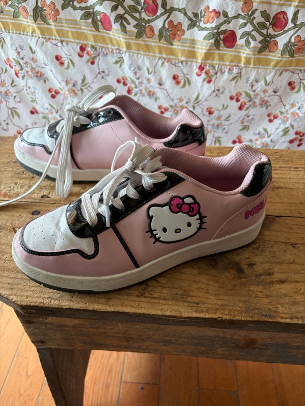 Hello Kitty Pink and White Sneakers with Black Trim